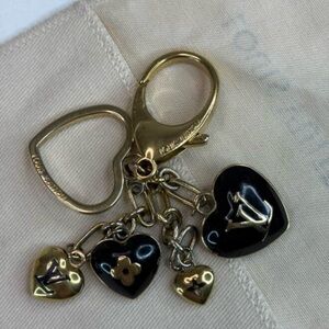 Louis Vuitton Heart Keychain Trio in Black, Gold, and Pink